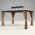 Hardtop Gazebo Built for Year-Round Use, 12x10 Aluminum Frame, Polycarbonate Double Roof, Mosquito Netting