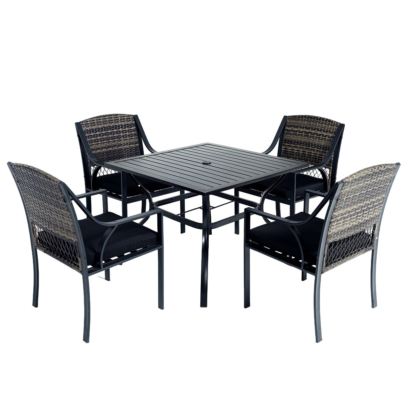 5Pcs Outdoor Dining Set Patiotable and Chairs PE Rattan Outdoor Patio Furniture