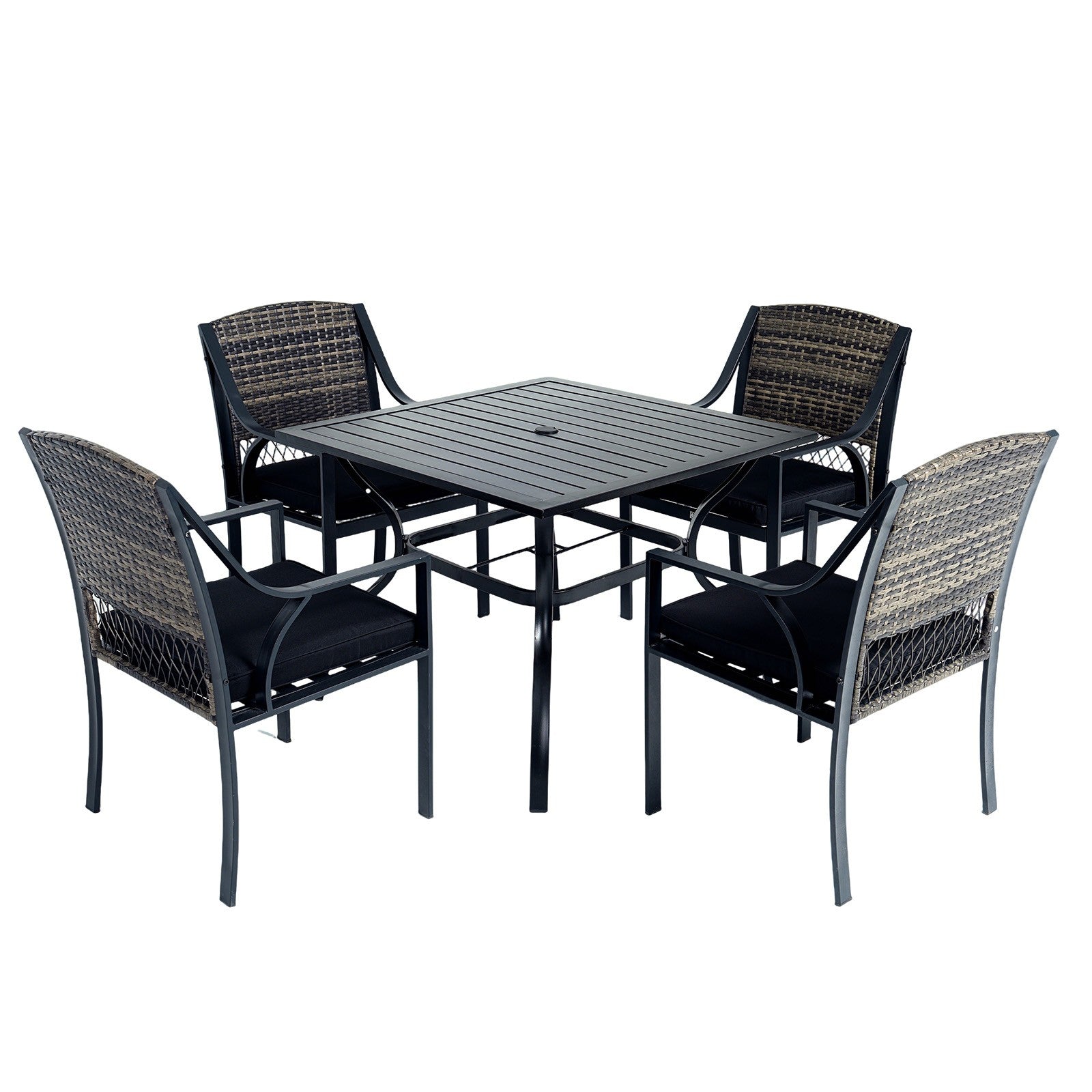 5Pcs Outdoor Dining Set Patiotable and Chairs PE Rattan Outdoor Patio Furniture