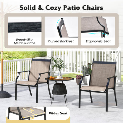 4 Piece Patio Dining Chairs Large Outdoor Chairs with Breathable Seat and Metal Frame