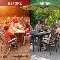 7-Piece Black Iron Outdoor Dining Set — Before & After