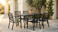 7-Piece Black Iron Outdoor Dining Set — Lifestyle