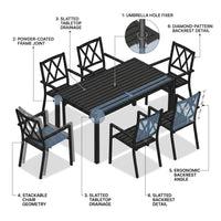 7-Piece Black Iron Outdoor Dining Set — How It Works