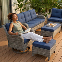 Outdoor Patio Conversation Set Built for Year-Round Comfort, 6-Piece Set, Steel Frame, High-Density Cushions — Lifestyle