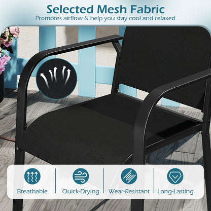 Patio Dining Chairs Set of 2/4/6 Stackable Outdoor Armchairs with Metal Frame