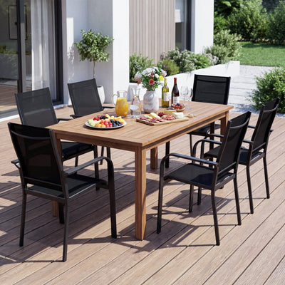 Patio Dining Chairs Set of 2/4/6 Stackable Outdoor Armchairs with Metal Frame