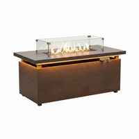 Rectangular Fire Pit Table Built for Outdoor Entertaining, Metal Top, CSA Certified, LED Lighting, 51 Inches